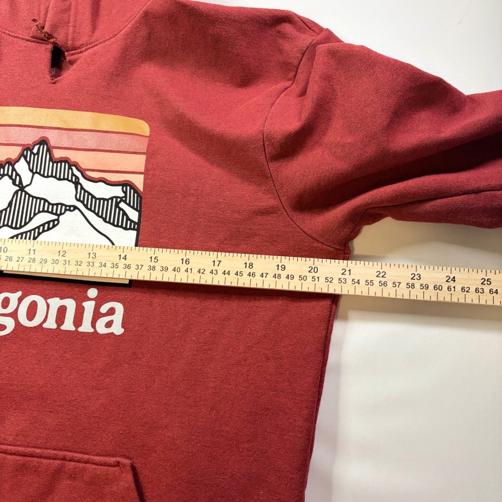 Patagonia Mountain Graphic Uprisal Hoodie Small Red Sunset Stripe Gorpcore V - Picture 9 of 12